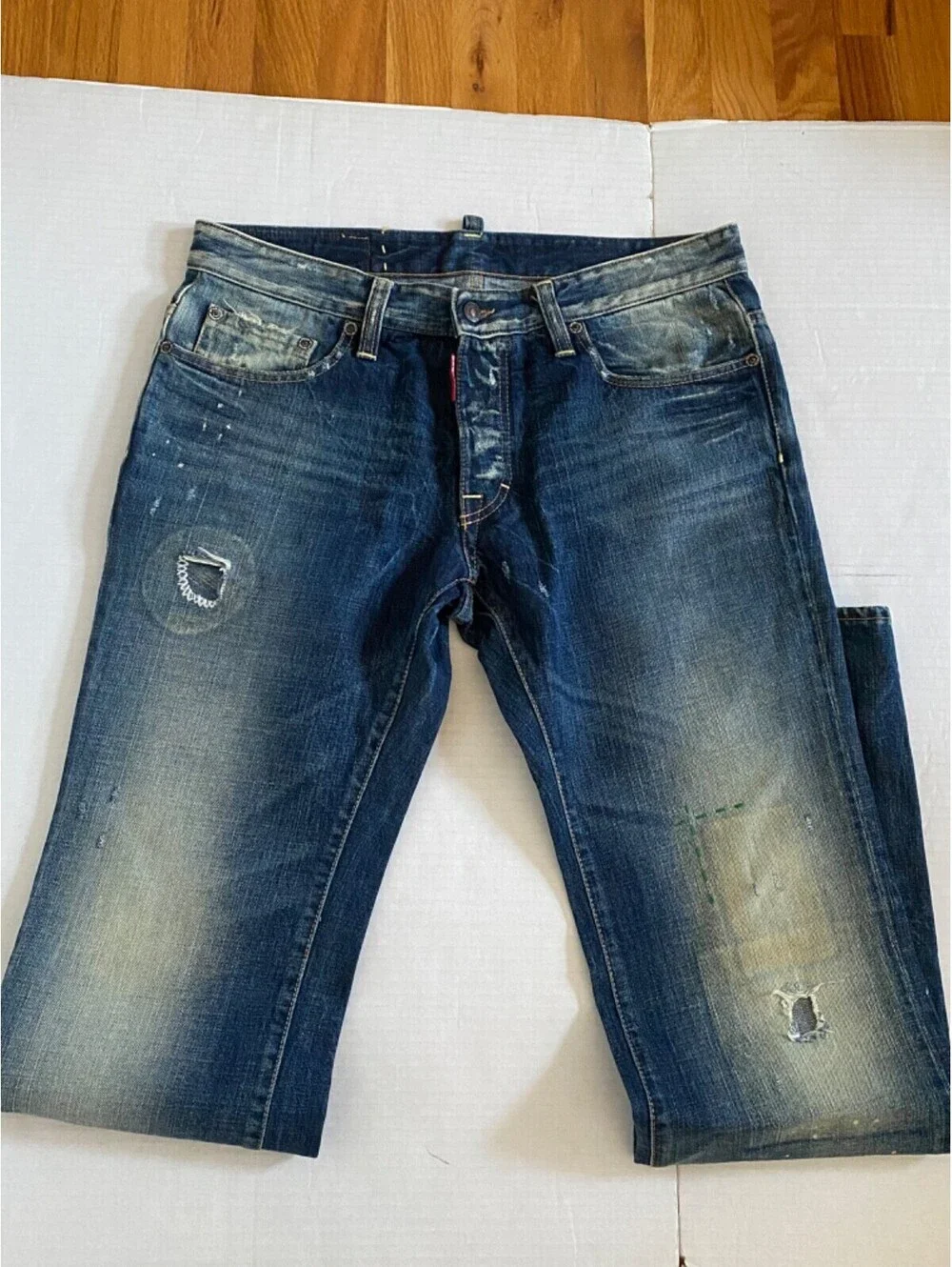 Dsquared2 Paint Splashed Distressed Denim Jeans Men`s IT 50 US 36 Holes Patches